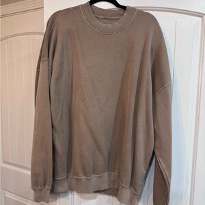 Abercrombie & Fitch Men's Washed Taupe Crewneck Sweatshirt